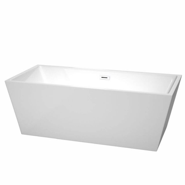 Wyndham Collection Sara 67 Inch Freestanding Bathtub in White with Shiny White Drain and Overflow Trim - WCBTK151467SWTRIM