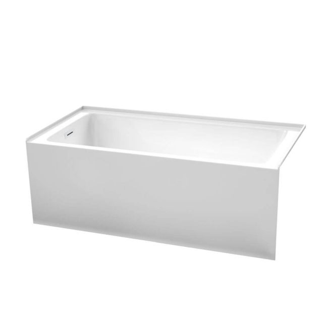 Wyndham Collection Grayley 60 x 30 Inch Alcove Bathtub in White with Left-Hand Drain and Overflow Trim in Shiny White - WCBTW16030LSWTRIM