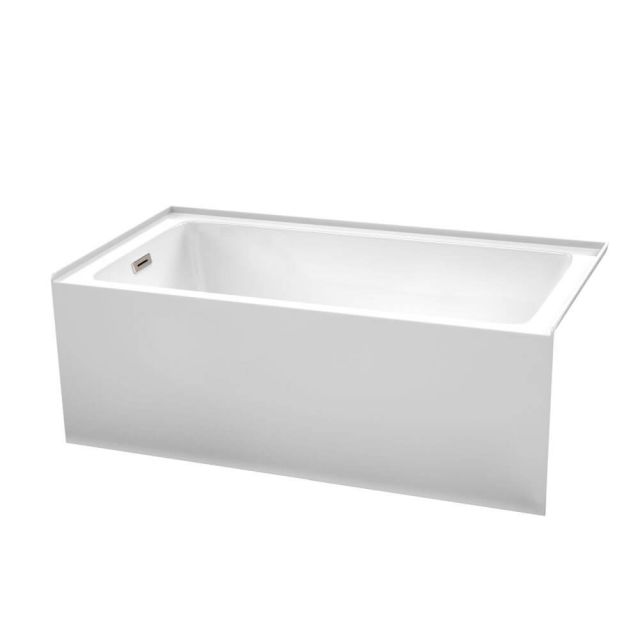 Wyndham Collection Grayley 60 Inch Alcove Bathtub in Brushed Nickel with Left-Hand Drain and Overflow Trim - WCBTW16032LBNTRIM