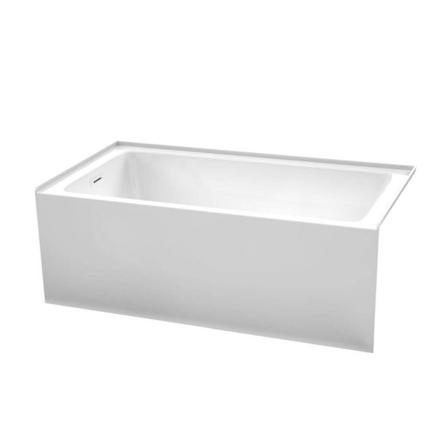 Wyndham Collection Grayley 60 x 32 Inch Alcove Bathtub in White with Left-Hand Drain and Overflow Trim in Shiny White - WCBTW16032LSWTRIM