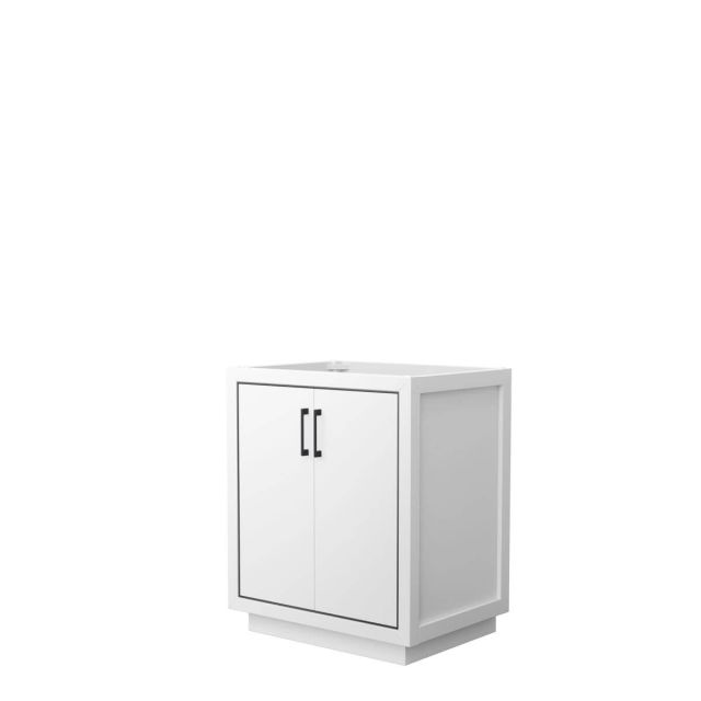 Wyndham Collection WCF111130SWBCXSXXMXX Icon 30 inch Single Bathroom Vanity in White with Matte Black Trim, No Sink and No Countertop