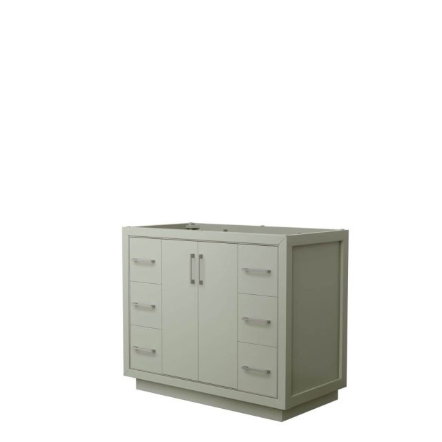 Wyndham Collection WCF111142SLGCXSXXMXX Icon 42 inch Single Bathroom Vanity in Light Green with Brushed Nickel Trim, No Sink and No Countertop