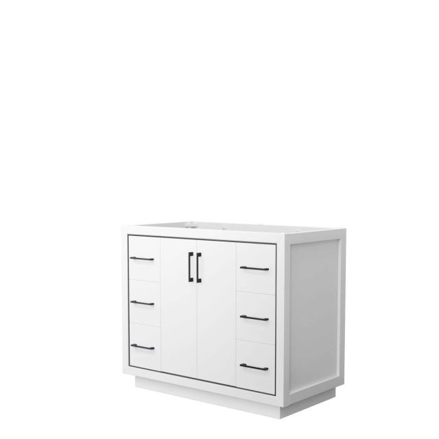 Wyndham Collection WCF111142SWBCXSXXMXX Icon 42 inch Single Bathroom Vanity in White with Matte Black Trim, No Sink and No Countertop