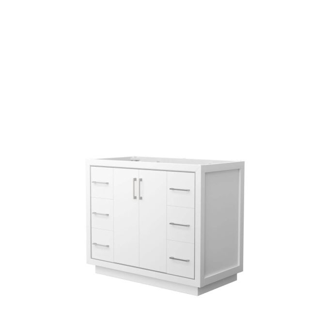 Wyndham Collection WCF111142SWHCXSXXMXX Icon 42 inch Single Bathroom Vanity in White with Brushed Nickel Trim, No Sink and No Countertop