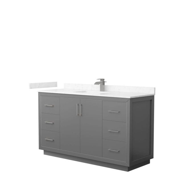 Wyndham Collection WCF111160SKGC2UNSMXX Icon 60 inch Single Bathroom Vanity in Dark Gray with Carrara Cultured Marble Countertop, Undermount Square Sink and Brushed Nickel Trim