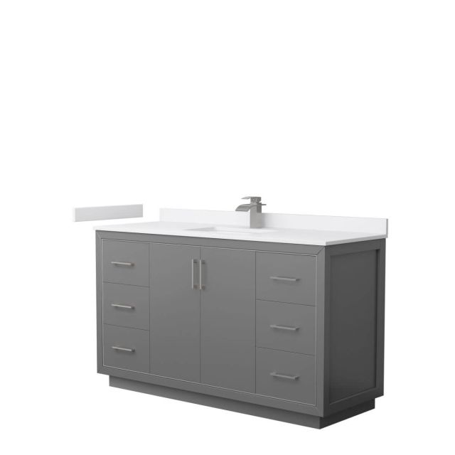 Wyndham Collection WCF111160SKGWCUNSMXX Icon 60 inch Single Bathroom Vanity in Dark Gray with White Cultured Marble Countertop, Undermount Square Sink and Brushed Nickel Trim