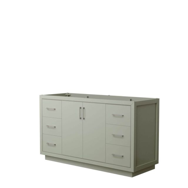 Wyndham Collection WCF111160SLGCXSXXMXX Icon 60 inch Single Bathroom Vanity in Light Green with Brushed Nickel Trim, No Sink and No Countertop
