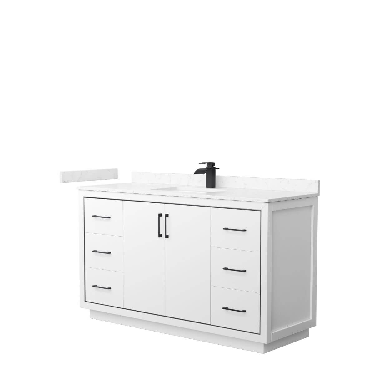 Wyndham Collection WCF111160SWBC2UNSMXX Icon 60 inch Single Bathroom Vanity in White with Carrara Cultured Marble Countertop, Undermount Square Sink and Matte Black Trim