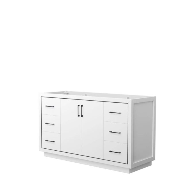 Wyndham Collection WCF111160SWBCXSXXMXX Icon 60 inch Single Bathroom Vanity in White with Matte Black Trim, No Sink and No Countertop
