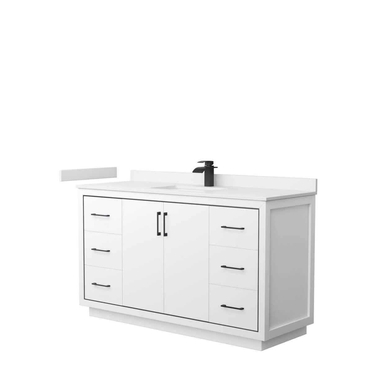 Wyndham Collection WCF111160SWBWCUNSMXX Icon 60 inch Single Bathroom Vanity in White with White Cultured Marble Countertop, Undermount Square Sink and Matte Black Trim