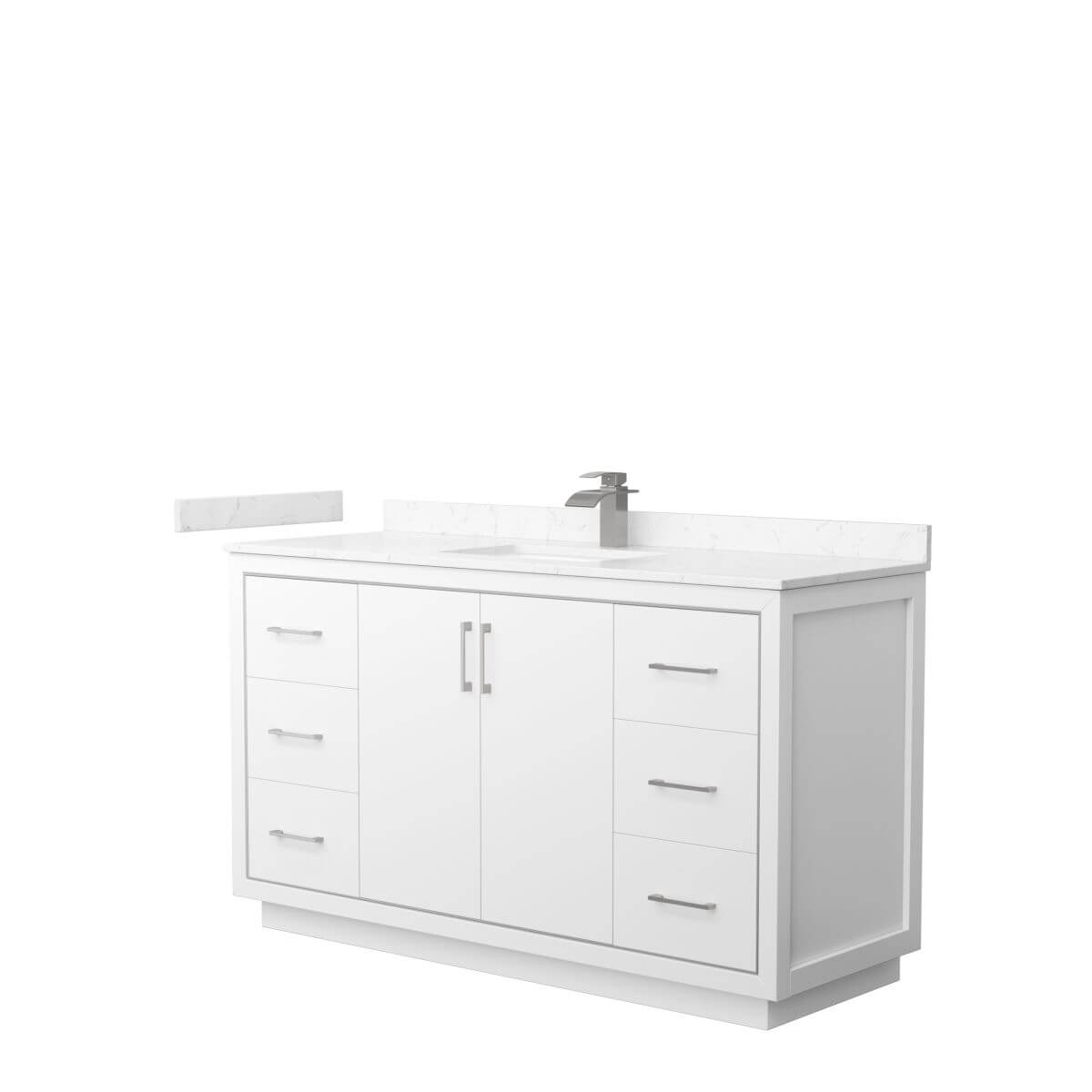 Wyndham Collection WCF111160SWHC2UNSMXX Icon 60 inch Single Bathroom Vanity in White with Carrara Cultured Marble Countertop, Undermount Square Sink and Brushed Nickel Trim