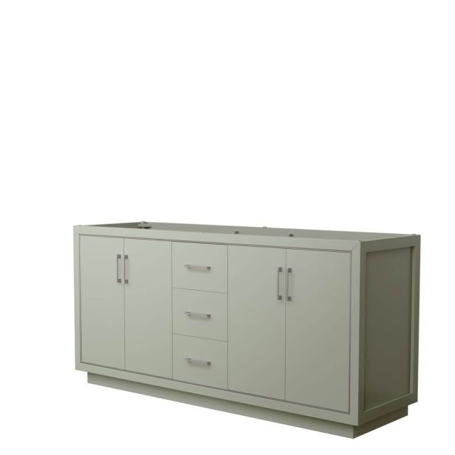Wyndham Collection WCF111172DLGCXSXXMXX Icon 72 inch Double Bathroom Vanity in Light Green with Brushed Nickel Trim, No Sink and No Countertop
