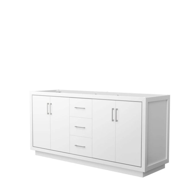 Wyndham Collection WCF111172DWHCXSXXMXX Icon 72 inch Double Bathroom Vanity in White with Brushed Nickel Trim, No Sink and No Countertop
