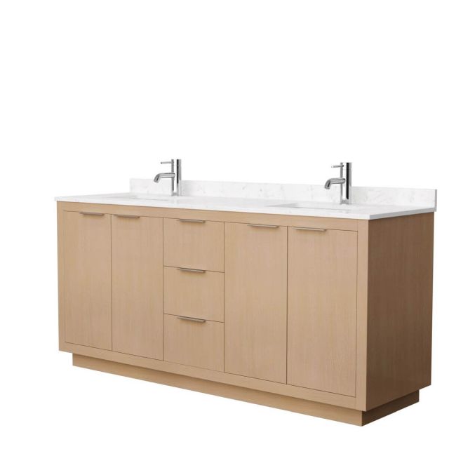 Wyndham Collection Maroni 72 inch Double Bathroom Vanity in Light Straw with Light-Vein Carrara Cultured Marble Countertop and Undermount Square Sinks - WCF282872DLSC2UNSMXX