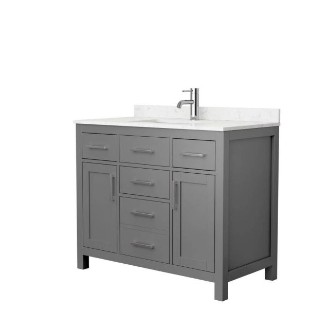 Wyndham Collection Beckett 42 inch Single Bathroom Vanity in Dark Gray with Carrara Cultured Marble Countertop, Undermount Square Sink and No Mirror - WCG242442SKGCCUNSMXX