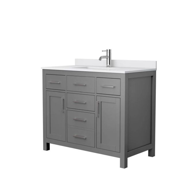 Wyndham Collection Beckett 42 inch Single Bathroom Vanity in Dark Gray with White Cultured Marble Countertop, Undermount Square Sink and No Mirror - WCG242442SKGWCUNSMXX