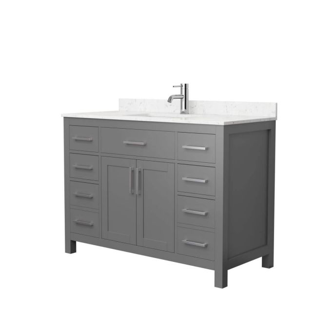 Wyndham Collection Beckett 48 inch Single Bathroom Vanity in Dark Gray with Carrara Cultured Marble Countertop, Undermount Square Sink and Brushed Nickel Trim - WCG242448SKGCCUNSMXX