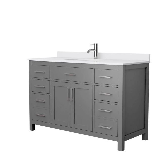 Wyndham Collection Beckett 54 inch Single Bathroom Vanity in Dark Gray with White Cultured Marble Countertop, Undermount Square Sink and No Mirror - WCG242454SKGWCUNSMXX