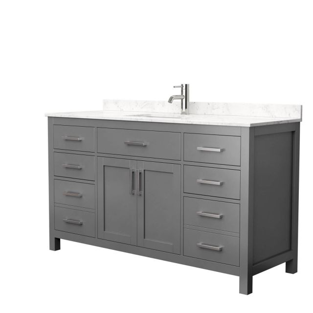 Wyndham Collection Beckett 60 Inch Single Bath Vanity in Dark Gray with Carrara Cultured Marble Countertop and Undermount Square Sink - WCG242460SKGCCUNSMXX