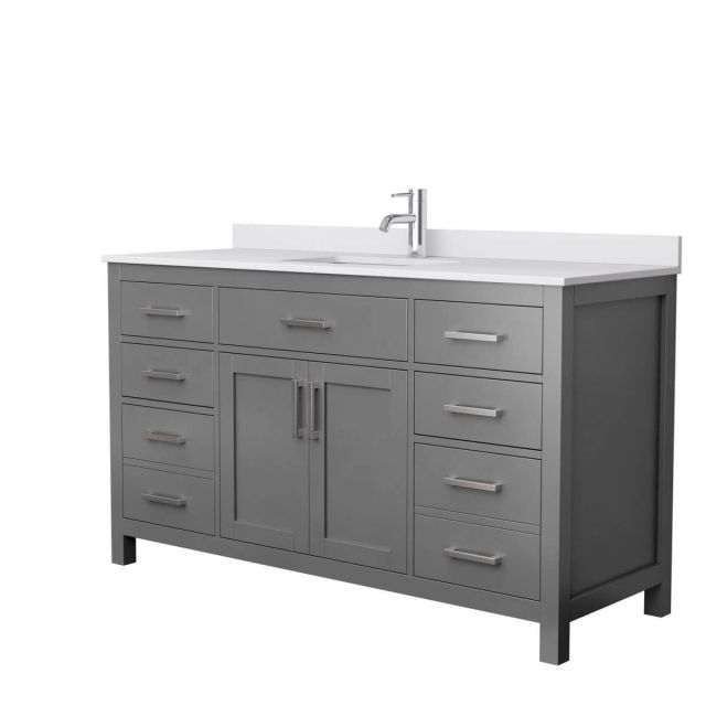 Wyndham Collection Beckett 60 inch Single Bathroom Vanity in Dark Gray with White Cultured Marble Countertop, Undermount Square Sink and No Mirror - WCG242460SKGWCUNSMXX