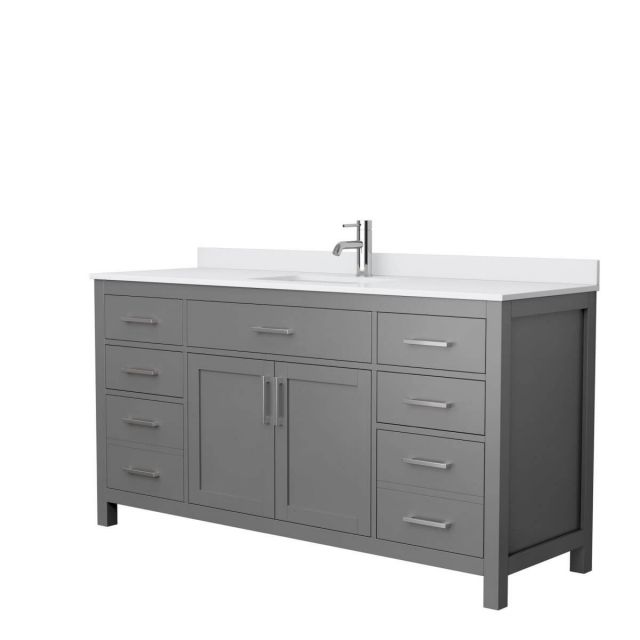 Wyndham Collection Beckett 66 inch Single Bathroom Vanity in Dark Gray with White Cultured Marble Countertop, Undermount Square Sink and No Mirror - WCG242466SKGWCUNSMXX