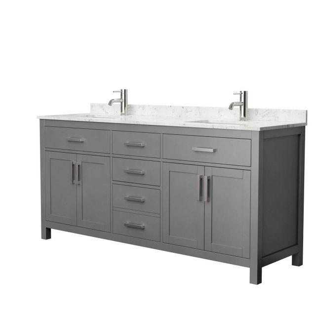 Wyndham Collection Beckett 72 Inch Double Bath Vanity in Dark Gray with Carrara Cultured Marble Countertop and Undermount Square Sinks - WCG242472DKGCCUNSMXX