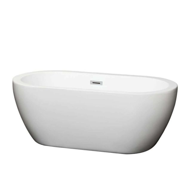Wyndham Collection Soho 60 Inch Soaking Bathtub In White with Chrome Drain - WCOBT100260