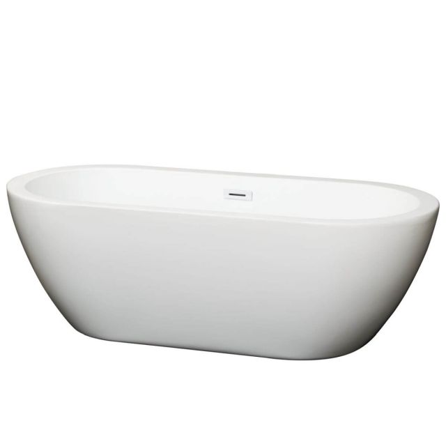 Wyndham Collection Soho 68 Inch Freestanding Bathtub in White with Shiny White Drain and Overflow Trim - WCOBT100268SWTRIM