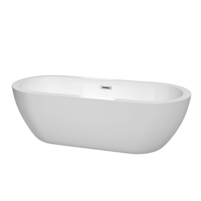 Wyndham Collection Soho 72 inch Freestanding Bathtub in White with Polished Chrome Drain and Overflow Trim - WCOBT100272