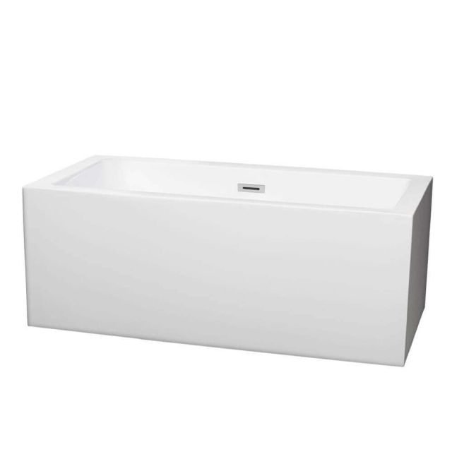 Wyndham Collection Melody 60 Inch Soaking Bathtub In White with Chrome Drain - WCOBT101160