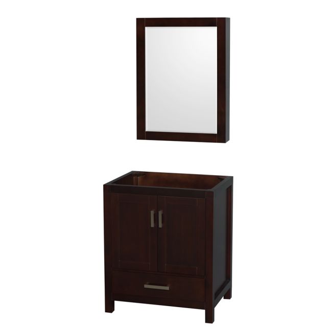 Wyndham Collection Sheffield 30 Inch Single Bath Vanity In Espresso with Medicine Cabinet - WCS141430SESCXSXXMED