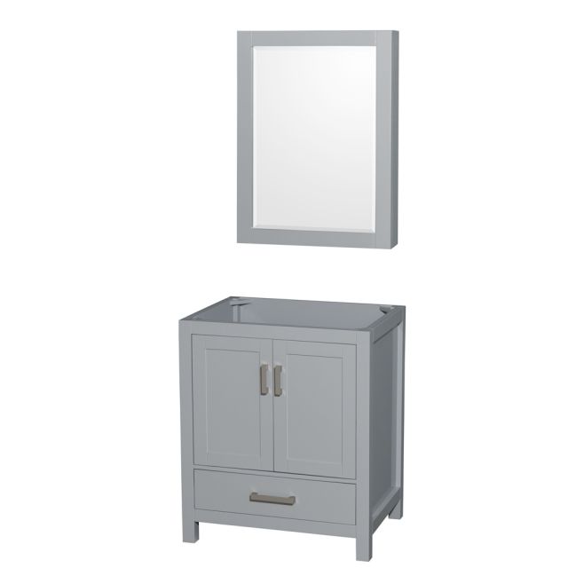Wyndham Collection Sheffield 30 Inch Single Bath Vanity In Gray with Medicine Cabinet - WCS141430SGYCXSXXMED
