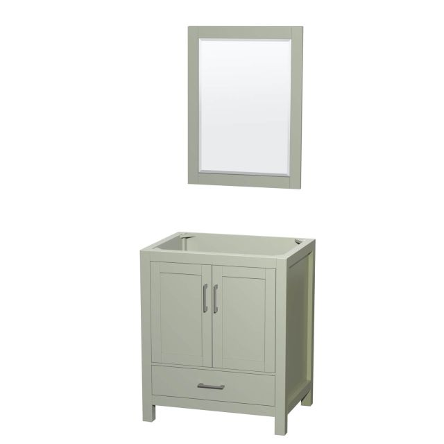 Wyndham Collection Sheffield 30 Inch Single Bathroom Vanity in Light Green with Brushed Nickel Trim, No Countertop and No Sink WCS141430SLGCXSXXM24