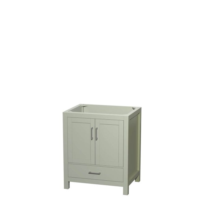 Wyndham Collection Sheffield 30 Inch Single Bathroom Vanity in Light Green with Brushed Nickel Trim, No Countertop and No Sink WCS141430SLGCXSXXMXX