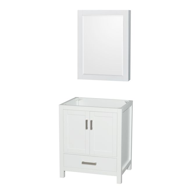 Wyndham Collection Sheffield 30 Inch Single Bath Vanity In White with Medicine Cabinet - WCS141430SWHCXSXXMED