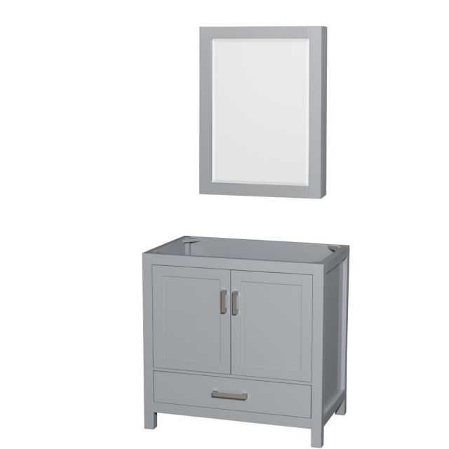 Wyndham Collection Sheffield 36 Inch Single Bath Vanity In Gray with Medicine Cabinet - WCS141436SGYCXSXXMED