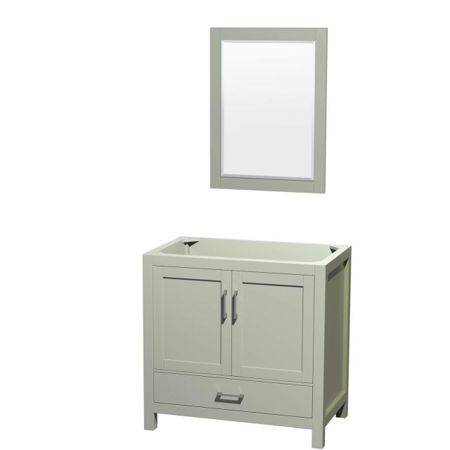 Wyndham Collection Sheffield 36 Inch Single Bathroom Vanity in Light Green with Brushed Nickel Trim, No Countertop and No Sink WCS141436SLGCXSXXM24