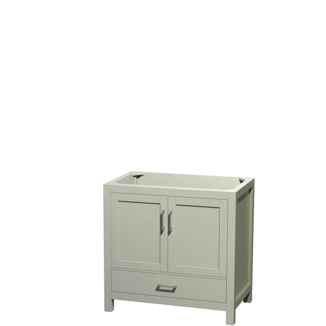 Wyndham Collection Sheffield 36 Inch Single Bathroom Vanity in Light Green with Brushed Nickel Trim, No Countertop and No Sink WCS141436SLGCXSXXMXX