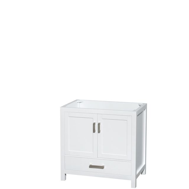 Wyndham Collection Sheffield 36 Inch Single Bath Vanity In White, No Countertop, No Sink, and No Mirror - WCS141436SWHCXSXXMXX