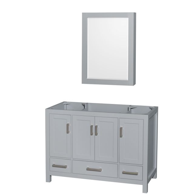 Wyndham Collection Sheffield 48 Inch Single Bath Vanity In Gray with Medicine Cabinet - WCS141448SGYCXSXXMED