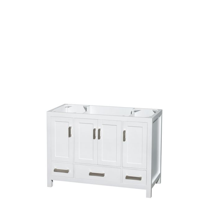 Wyndham Collection Sheffield 48 Inch Single Bath Vanity In White, No Countertop, No Sink, and No Mirror - WCS141448SWHCXSXXMXX