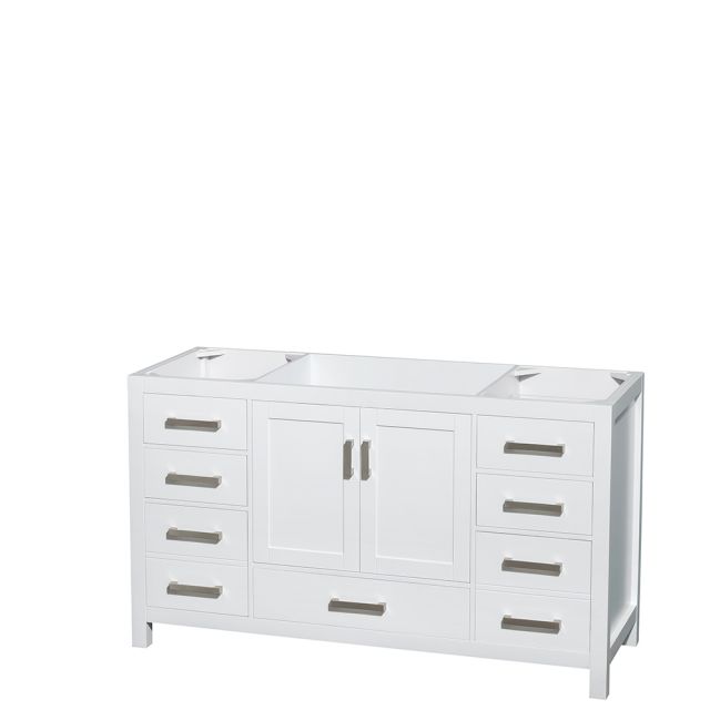 Wyndham Collection Sheffield 60 Inch Single Bath Vanity In White, No Countertop, No Sink, and No Mirror - WCS141460SWHCXSXXMXX