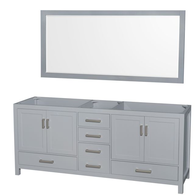 Wyndham Collection Sheffield 80 Inch Double Bath Vanity In Gray with 70 Inch Mirror - WCS141480DGYCXSXXM70