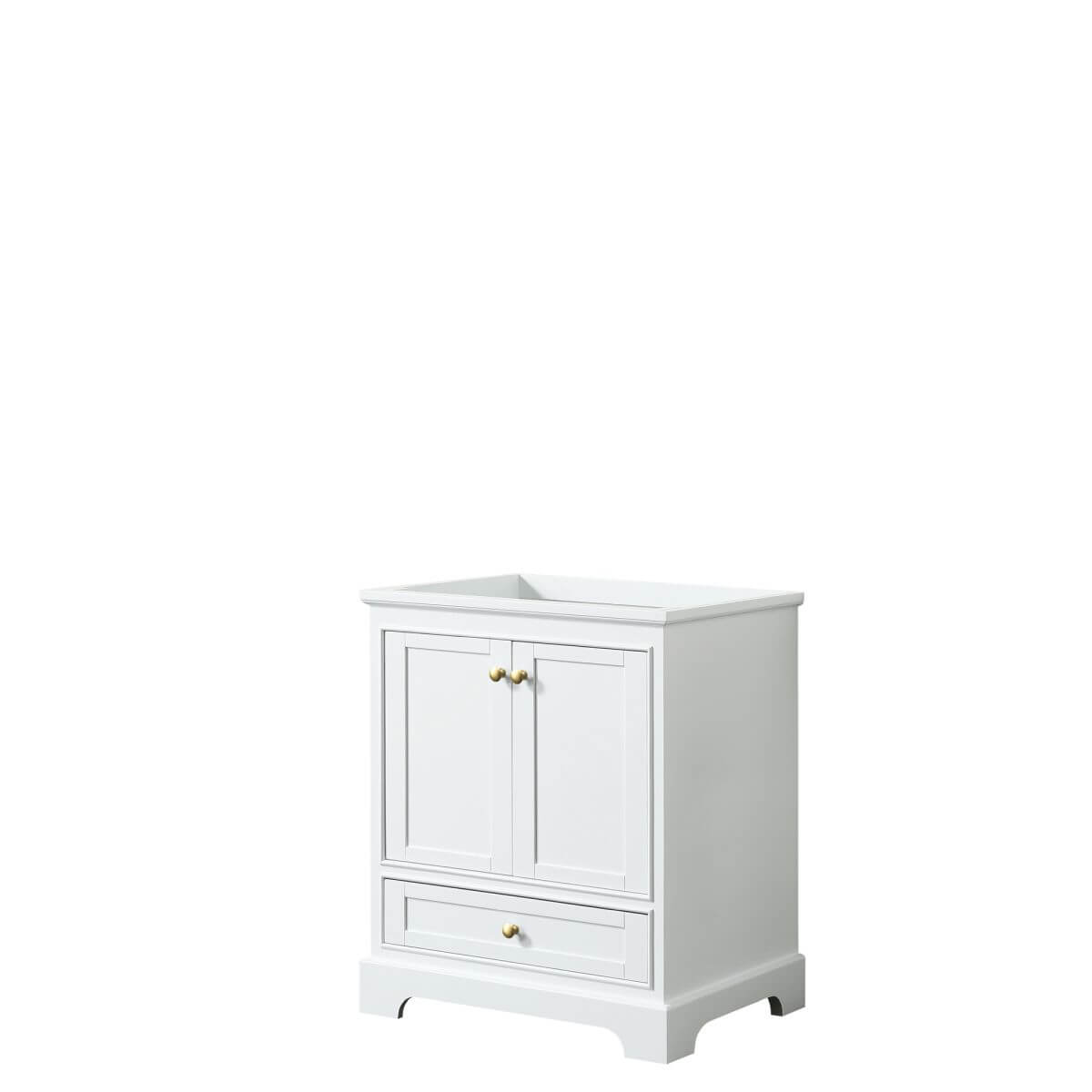 Wyndham Collection Deborah 30 inch Single Bathroom Vanity in White with Brushed Gold Trim, No Countertop, No Sink and No Mirror - WCS202030SWGCXSXXMXX