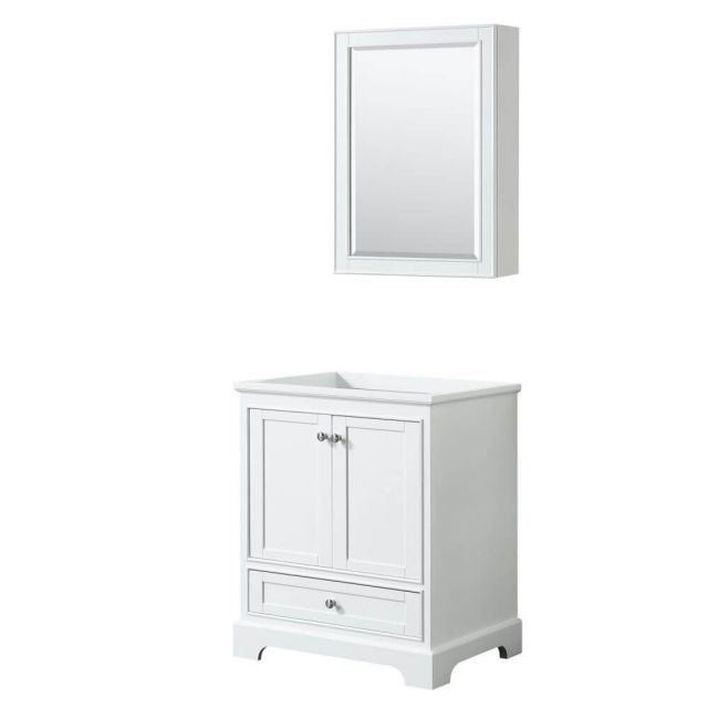 Wyndham Collection Deborah 30 inch Single Bath Vanity in White with Medicine Cabinet - WCS202030SWHCXSXXMED