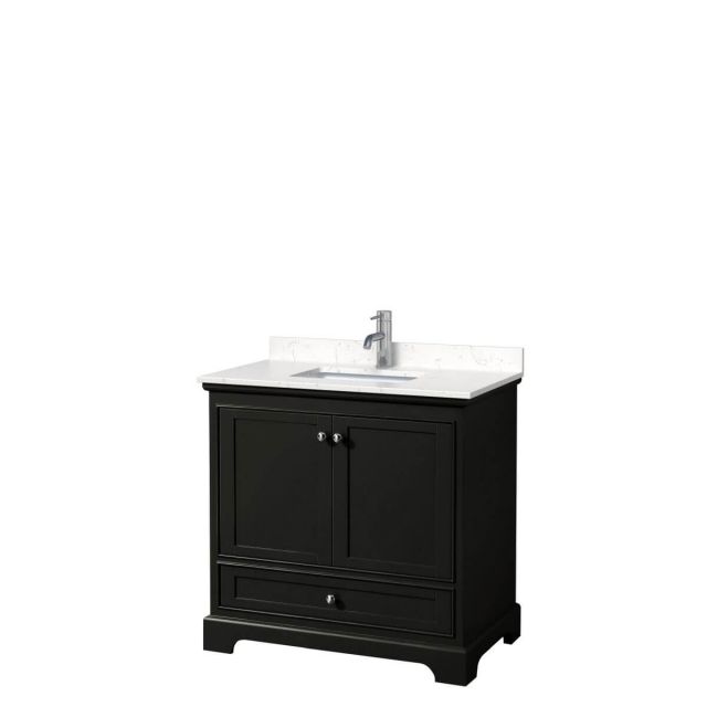 Wyndham Collection Deborah 36 inch Single Bathroom Vanity in Dark Espresso with Light-Vein Carrara Cultured Marble Countertop, Undermount Square Sink and No Mirror - WCS202036SDEC2UNSMXX
