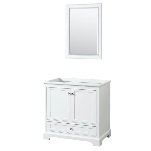 Wyndham Collection Deborah 36 Inch Single Bath Vanity In White and 24 Inch Mirror - WCS202036SWHCXSXXM24