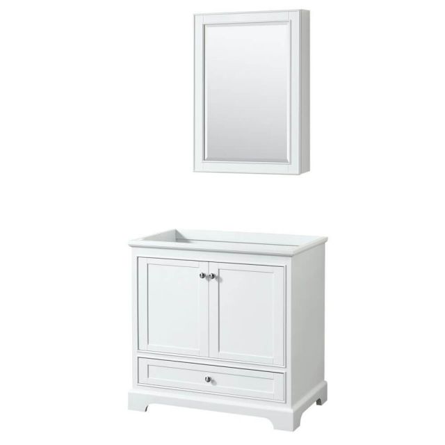 Wyndham Collection Deborah 36 Inch Single Bath Vanity In White and Medicine Cabinet - WCS202036SWHCXSXXMED