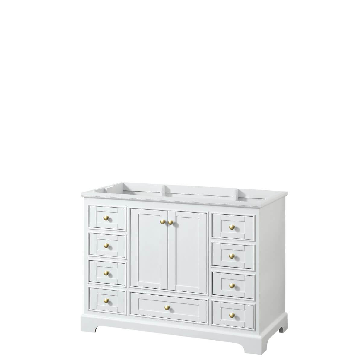 Wyndham Collection Deborah 48 inch Single Bathroom Vanity in White with Brushed Gold Trim, No Countertop, No Sink and No Mirror - WCS202048SWGCXSXXMXX
