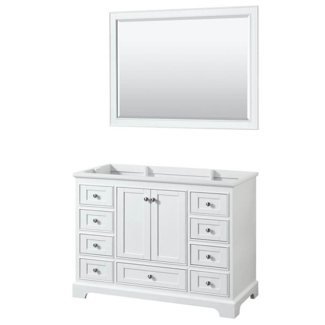 Wyndham Collection Deborah 48 Inch Single Bath Vanity In White and 46 Inch Mirror - WCS202048SWHCXSXXM46